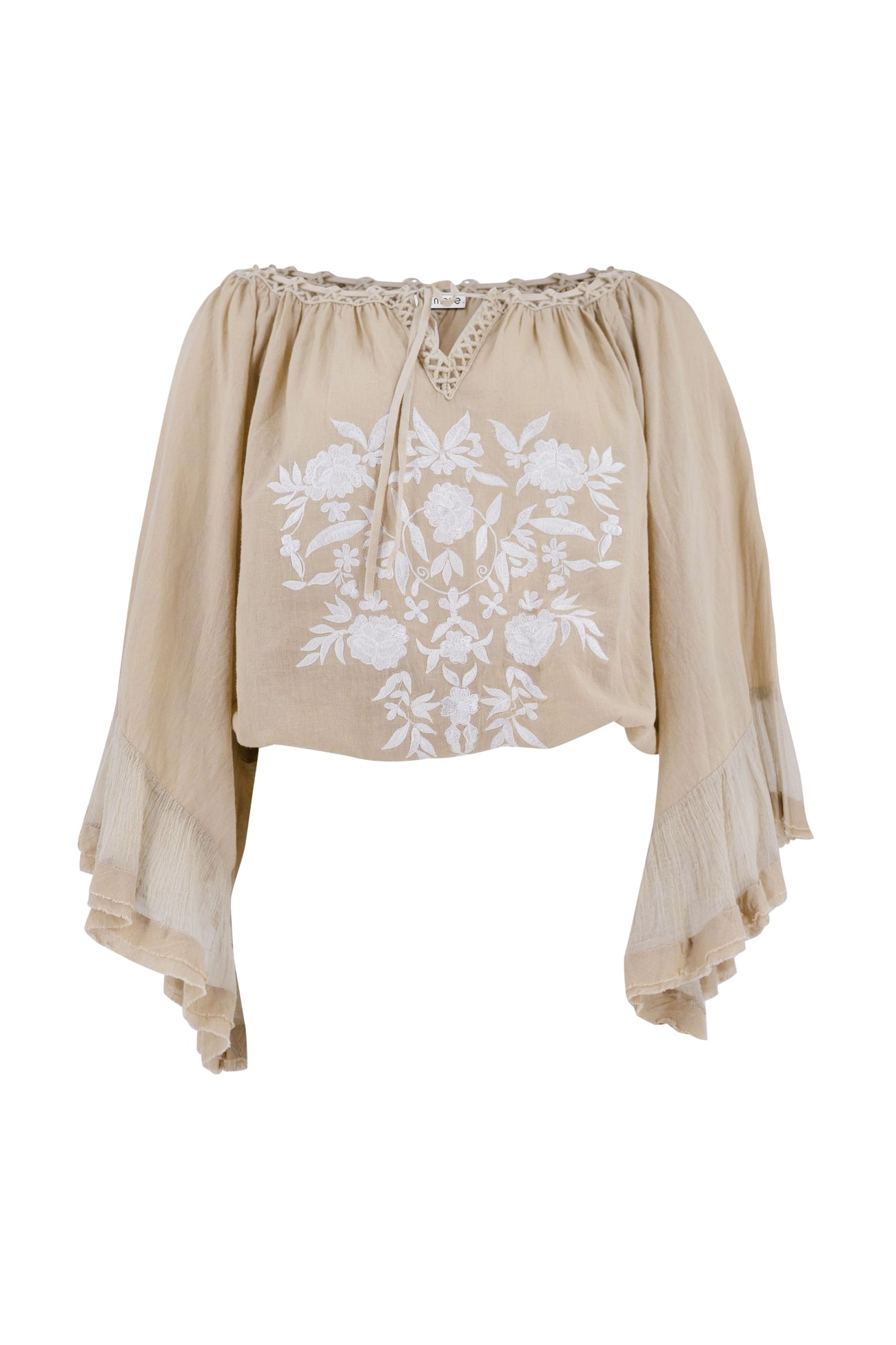 Bohemian blouse in sand van ibzmode, Brands of Ibiza