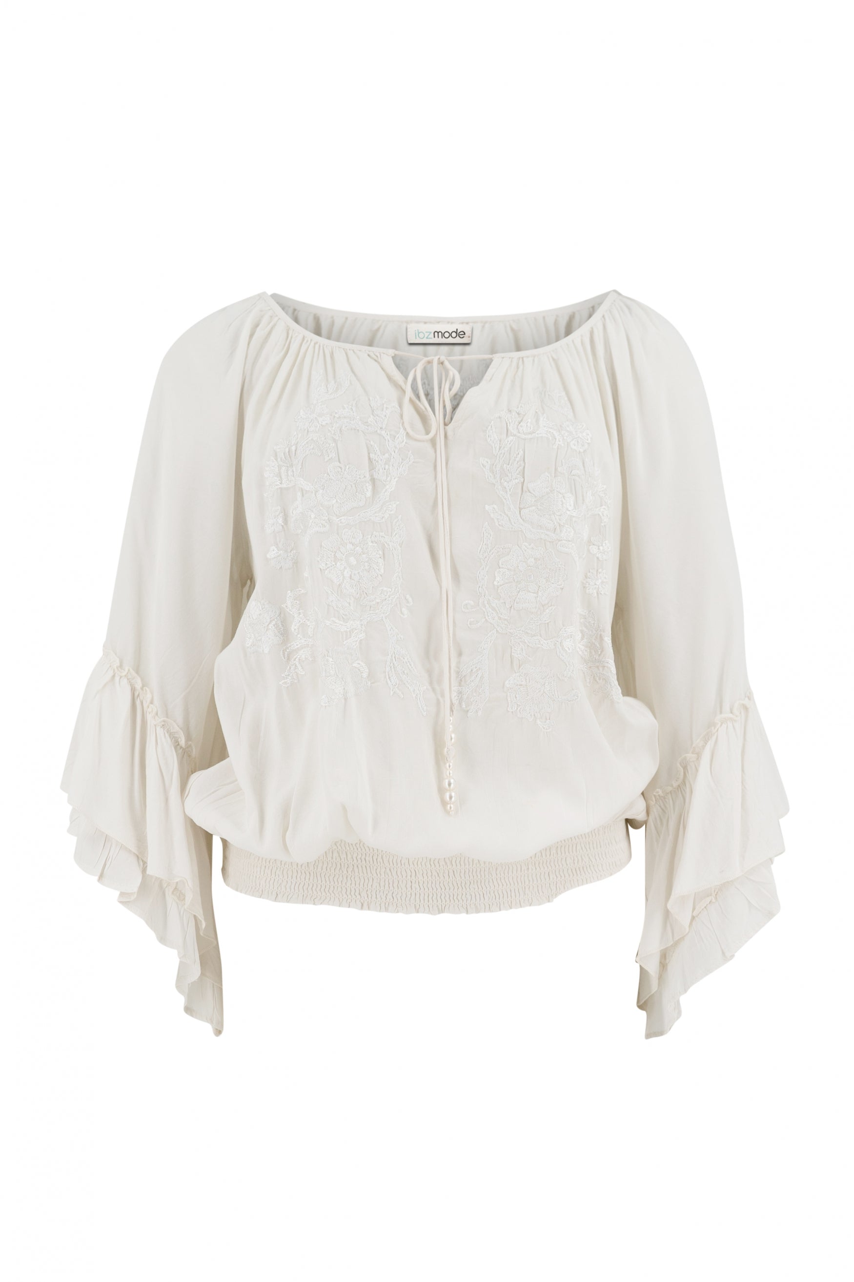 Bohemian blouse in ivory van ibzmode, Brands of Ibiza