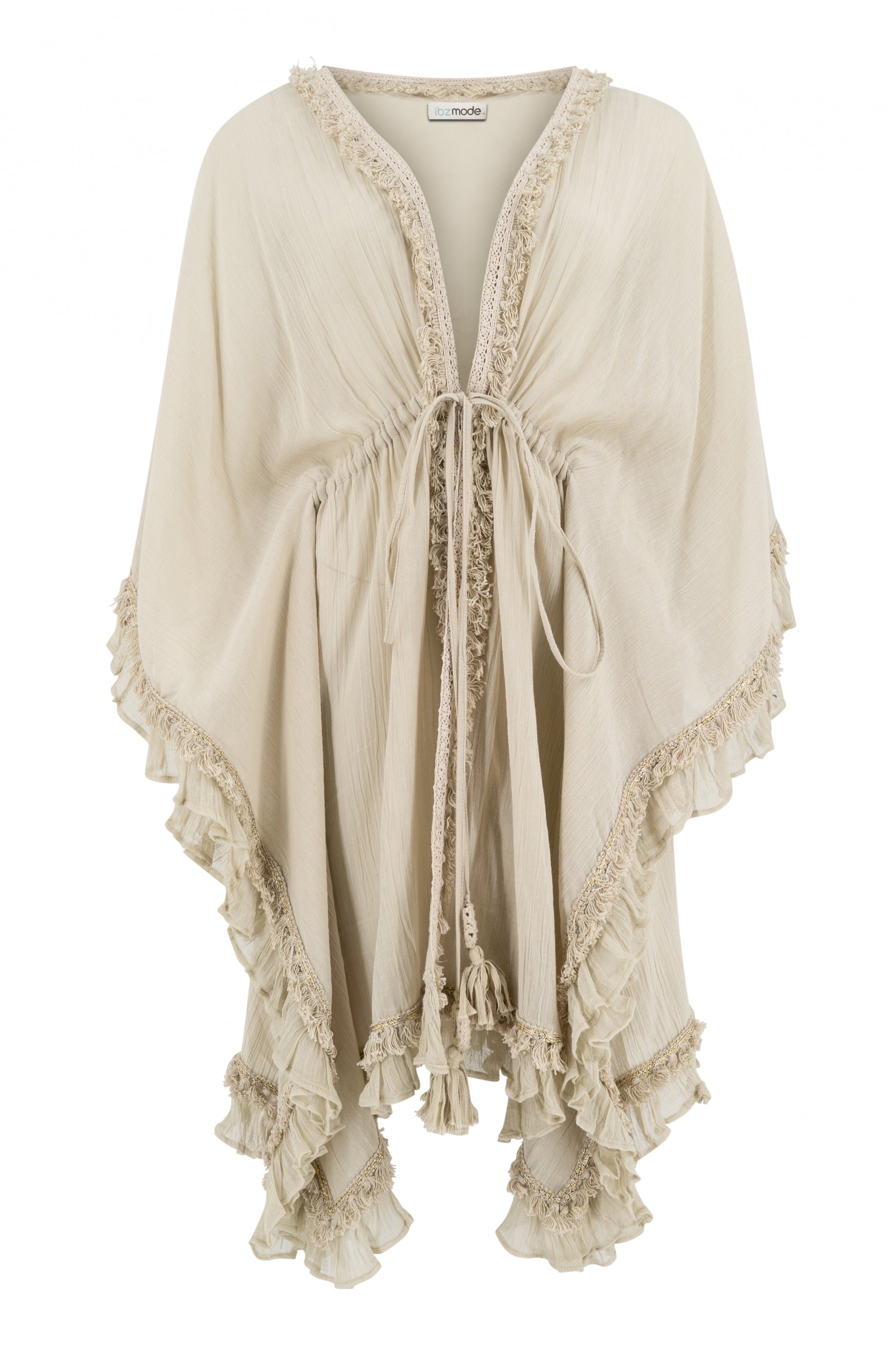 Bohemian kimono in sand van ibzmode, Brands of Ibiza