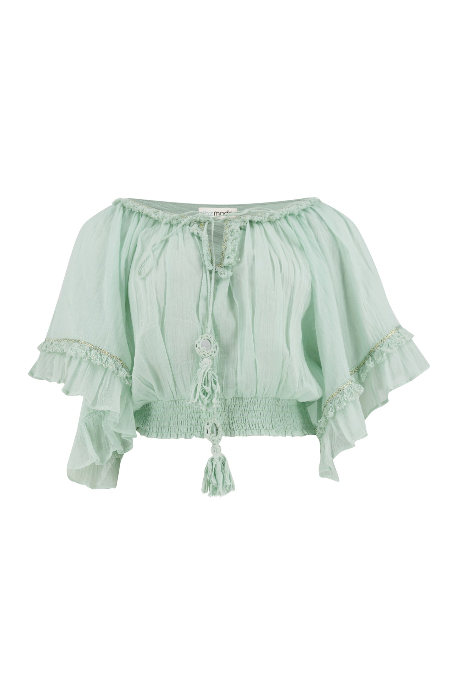 Bohemian top in mint van ibzmode, Brands of Ibiza