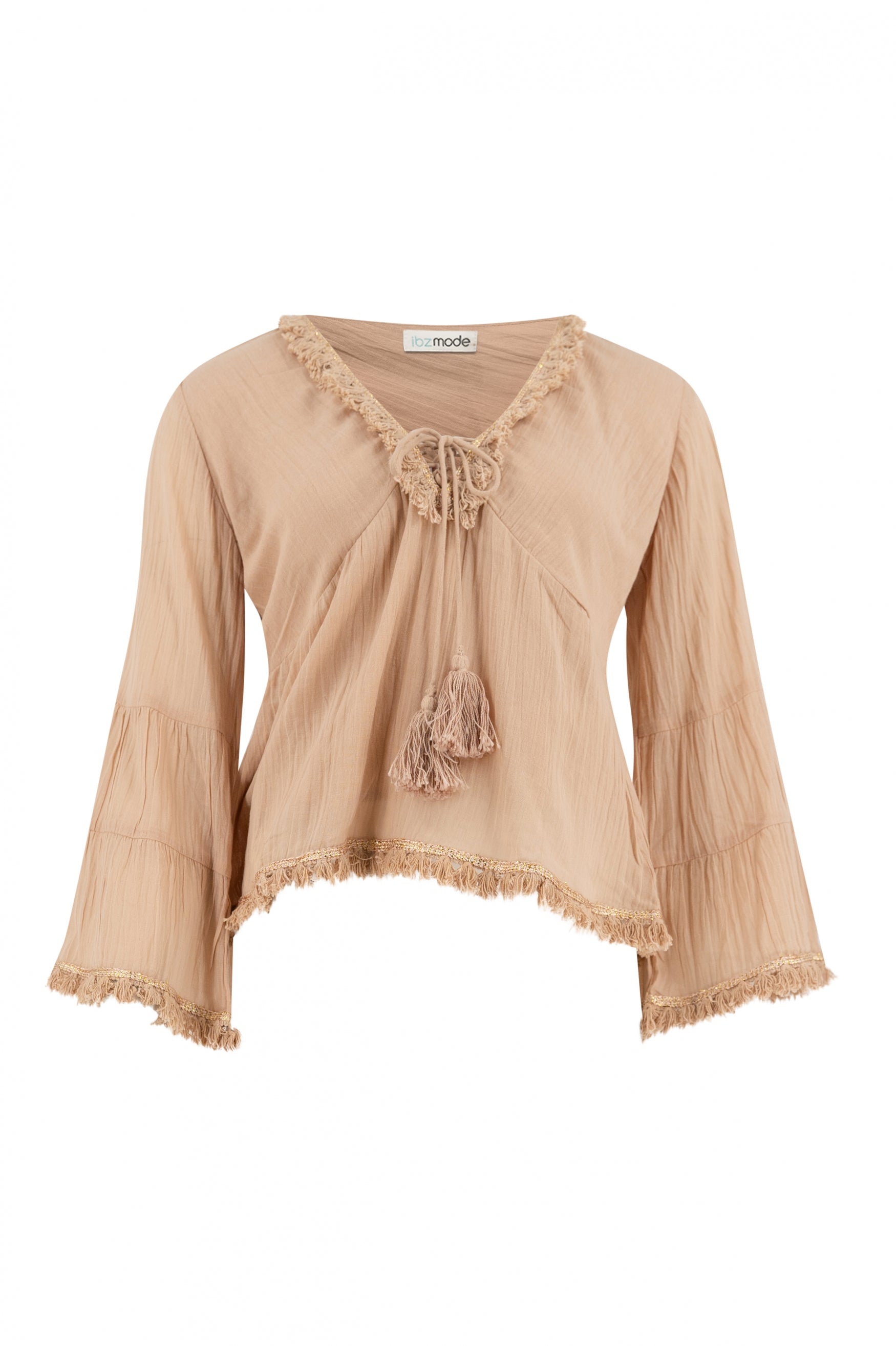 Bohemian blouse in powder van ibzmode, Brands of Ibiza