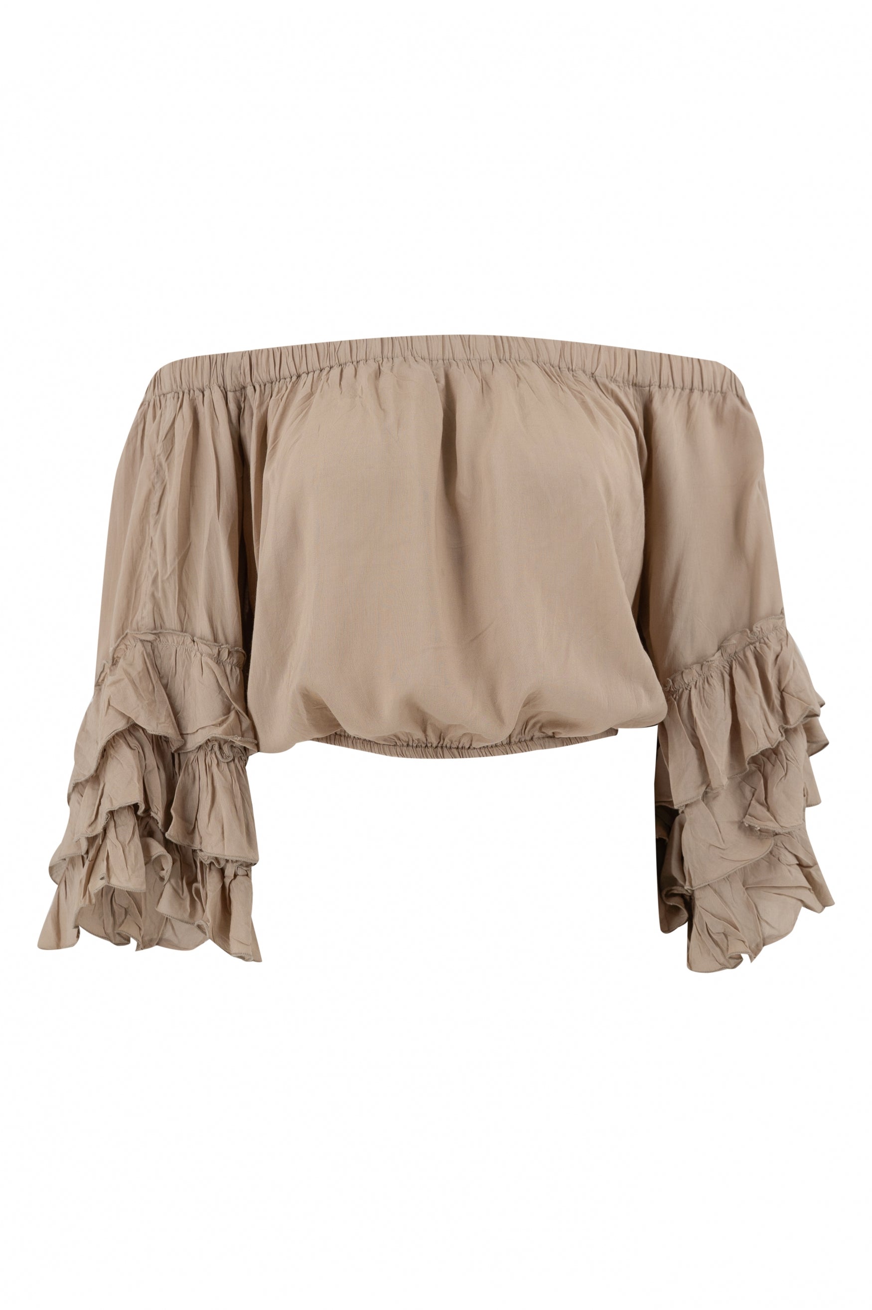 Bohemian top in taupe van ibzmode, Brands of Ibiza