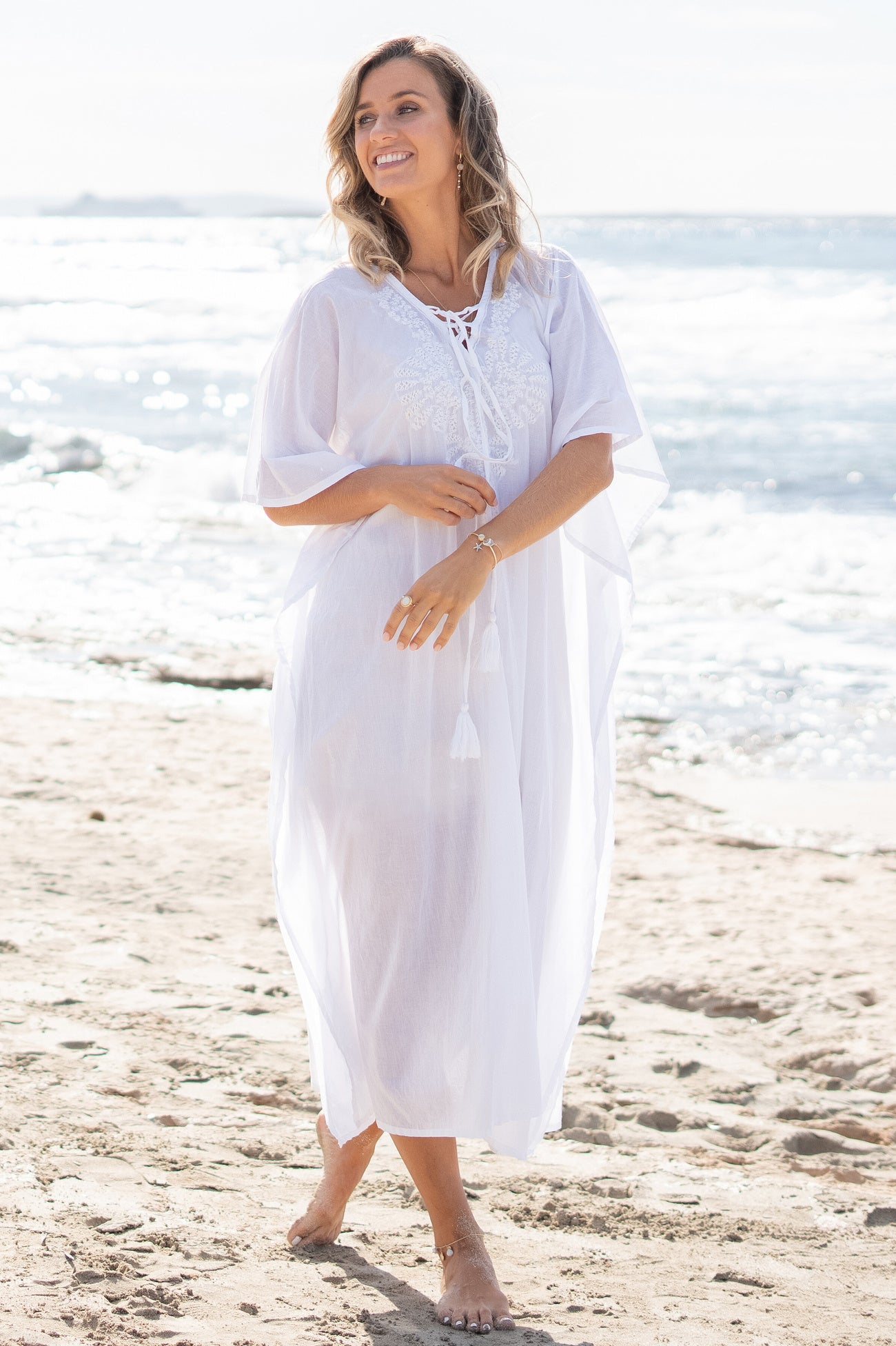 Kaftan Lia Flo White ibizamode1