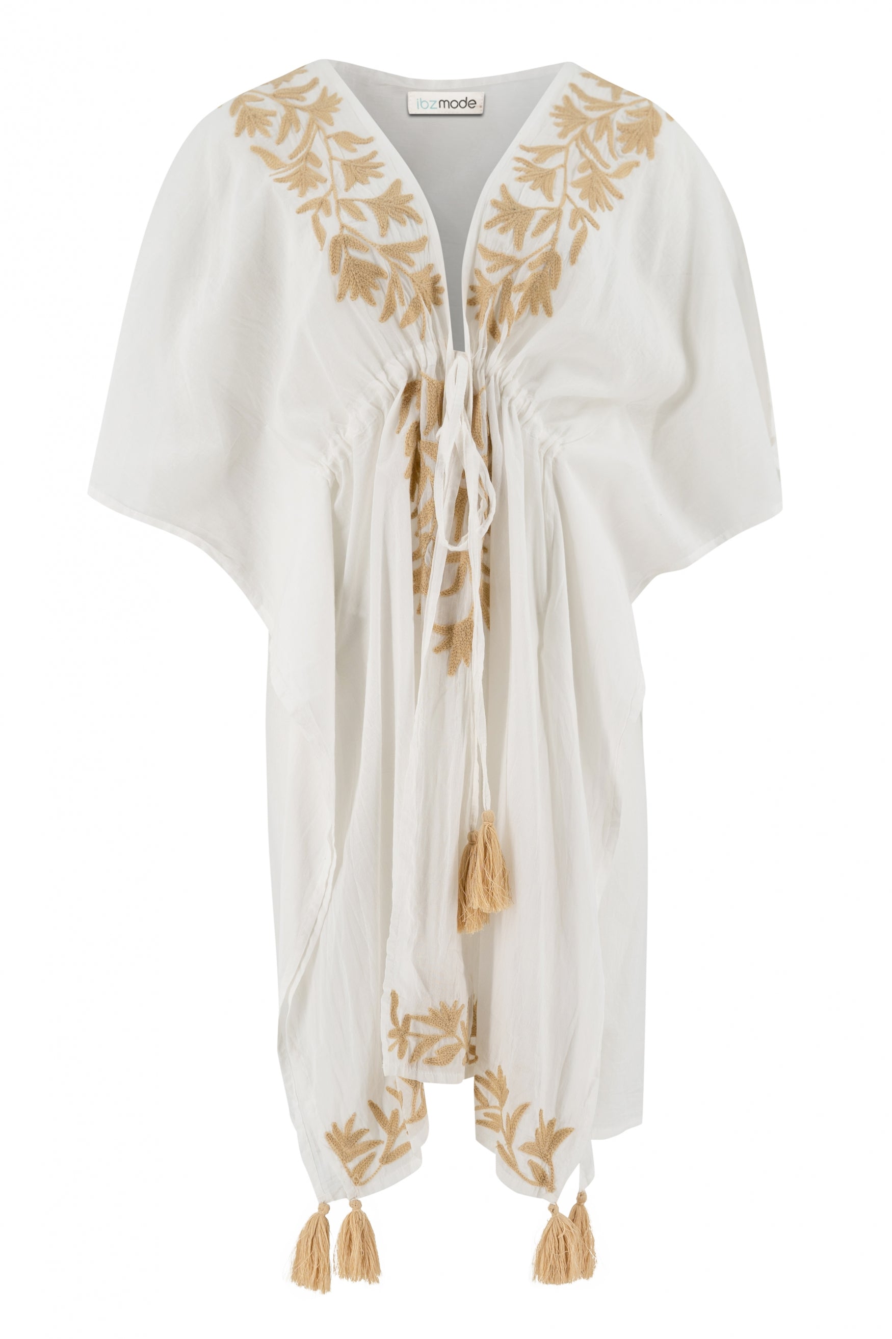 Bohemian kimono in white van ibzmode, Brands of Ibiza