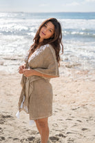 Bohemian kimono in taupe van ibzmode, Brands of Ibiza