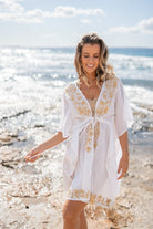 Bohemian kimono in white van ibzmode, Brands of Ibiza