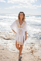 Bohemian kimono in white van ibzmode, Brands of Ibiza