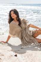 Bohemian kimono in taupe van ibzmode, Brands of Ibiza