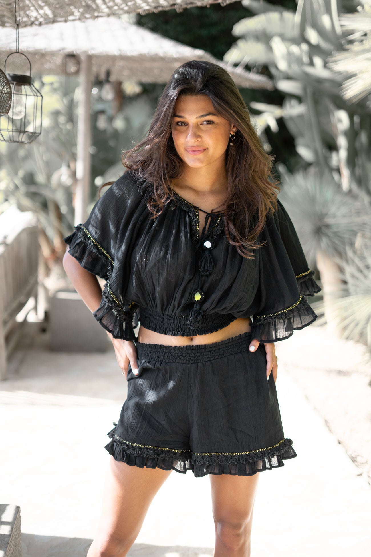 Bohemian top in black van ibzmode, Brands of Ibiza