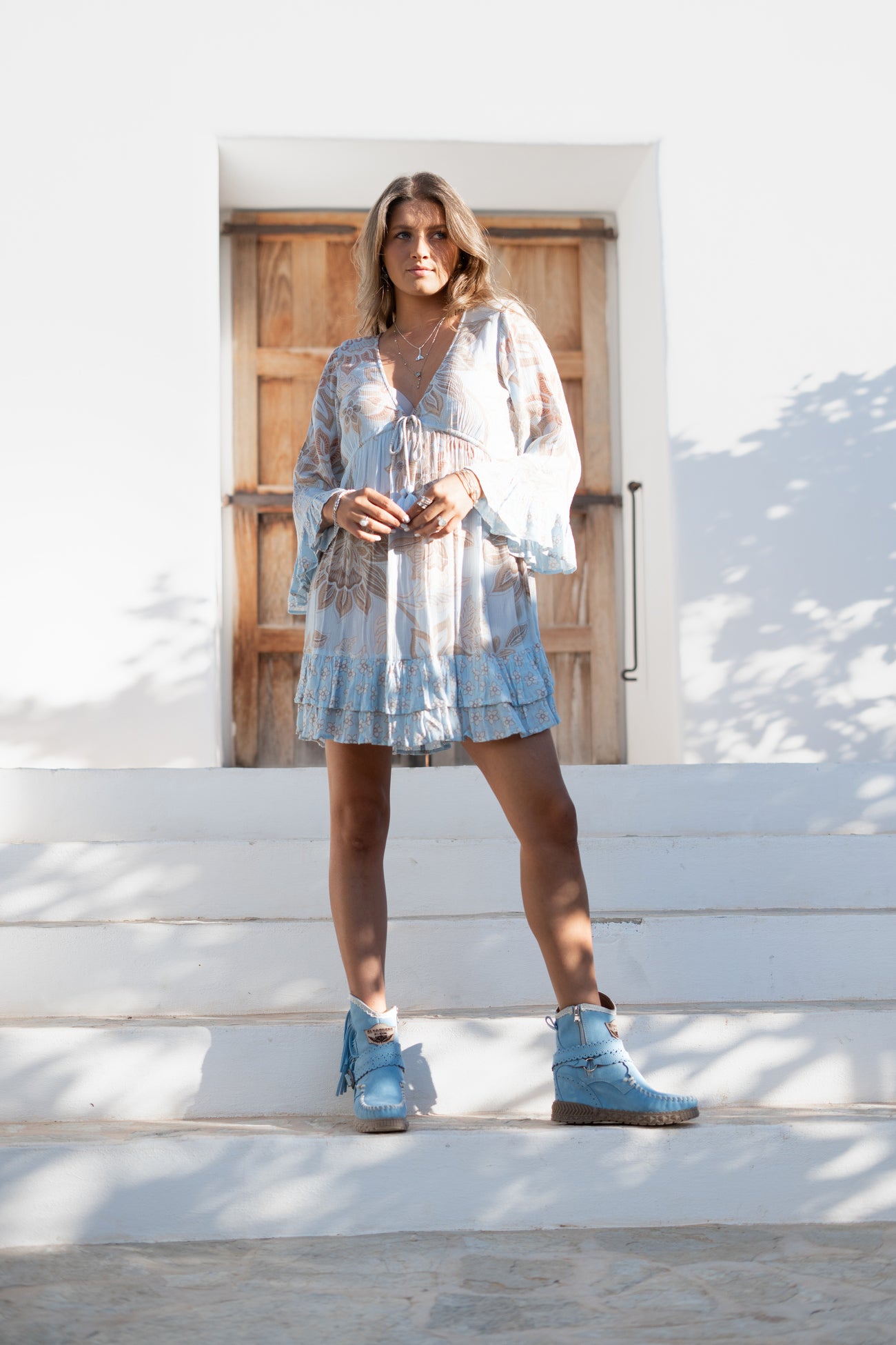 Bohemian jurk in pale blue van ibzmode, Brands of Ibiza