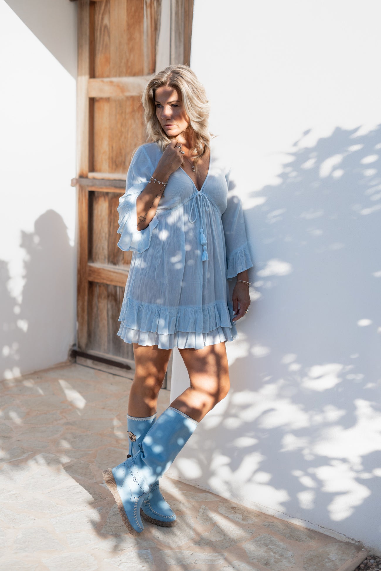 Bohemian jurk in pale blue van ibzmode, Brands of Ibiza