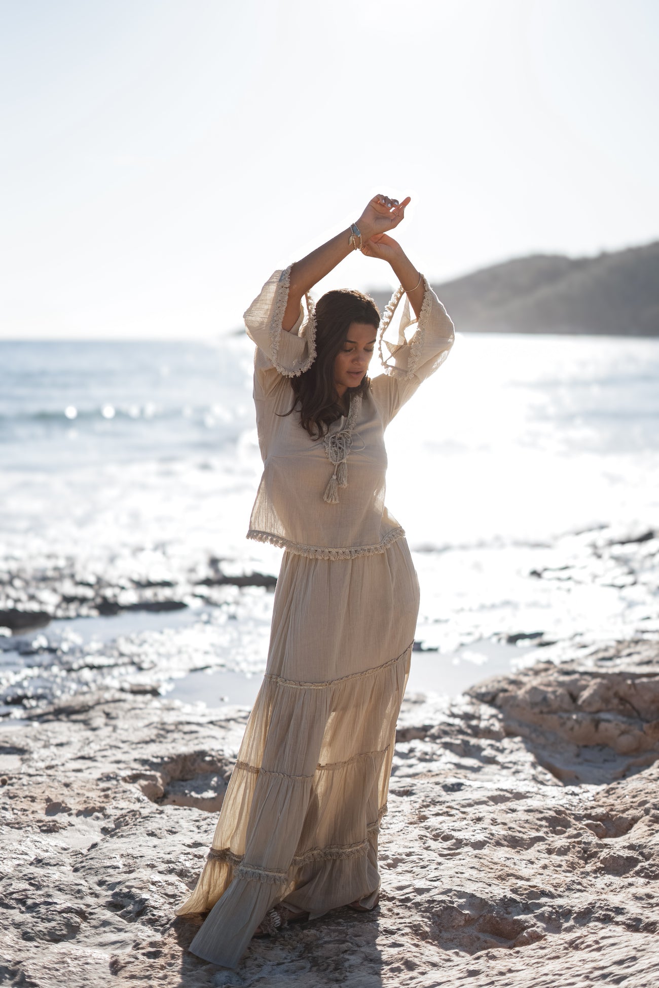Bohemian blouse in sand van ibzmode, Brands of Ibiza