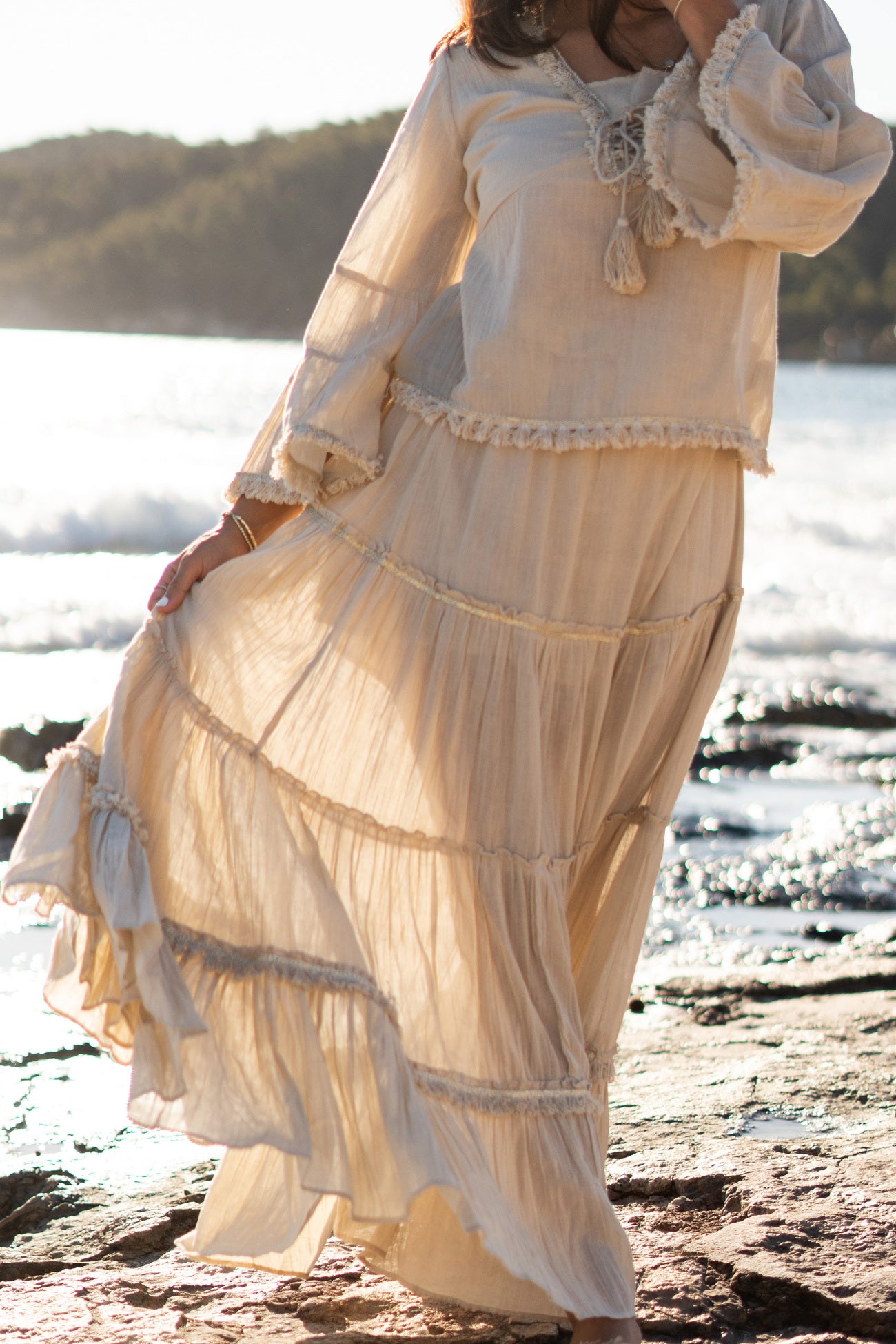Bohemian rok in sand van ibzmode, Brands of Ibiza