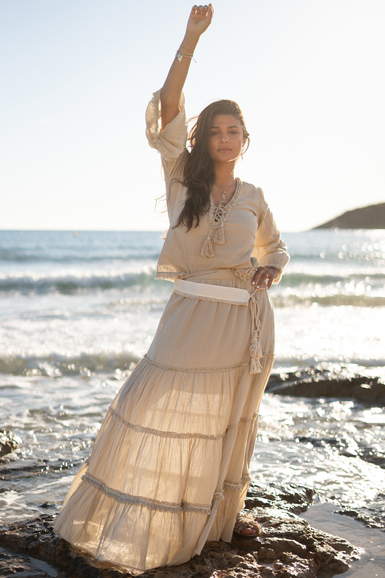 Bohemian rok in sand van ibzmode, Brands of Ibiza