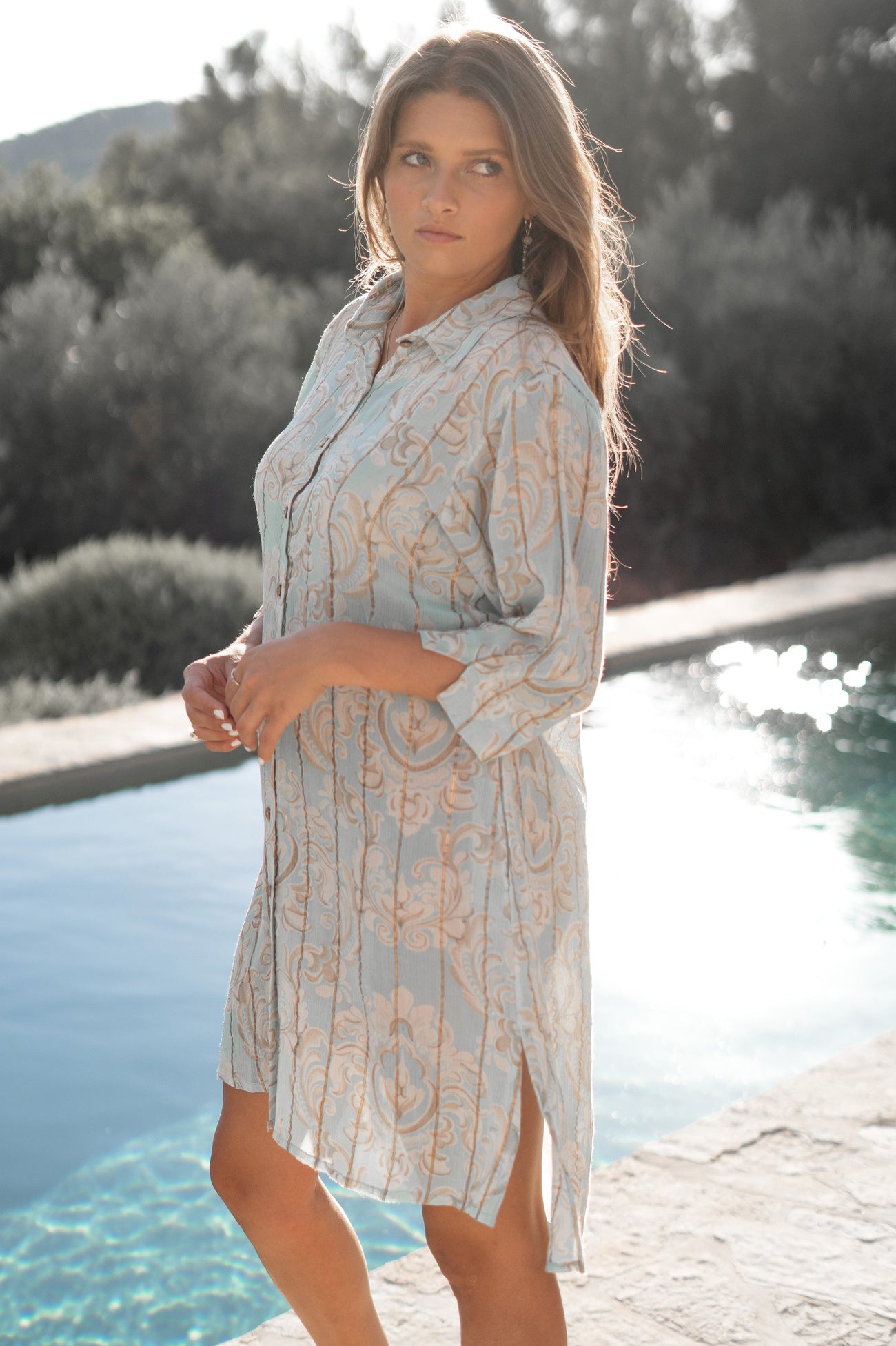 Bohemian blouse in pale blue van ibzmode, Brands of Ibiza