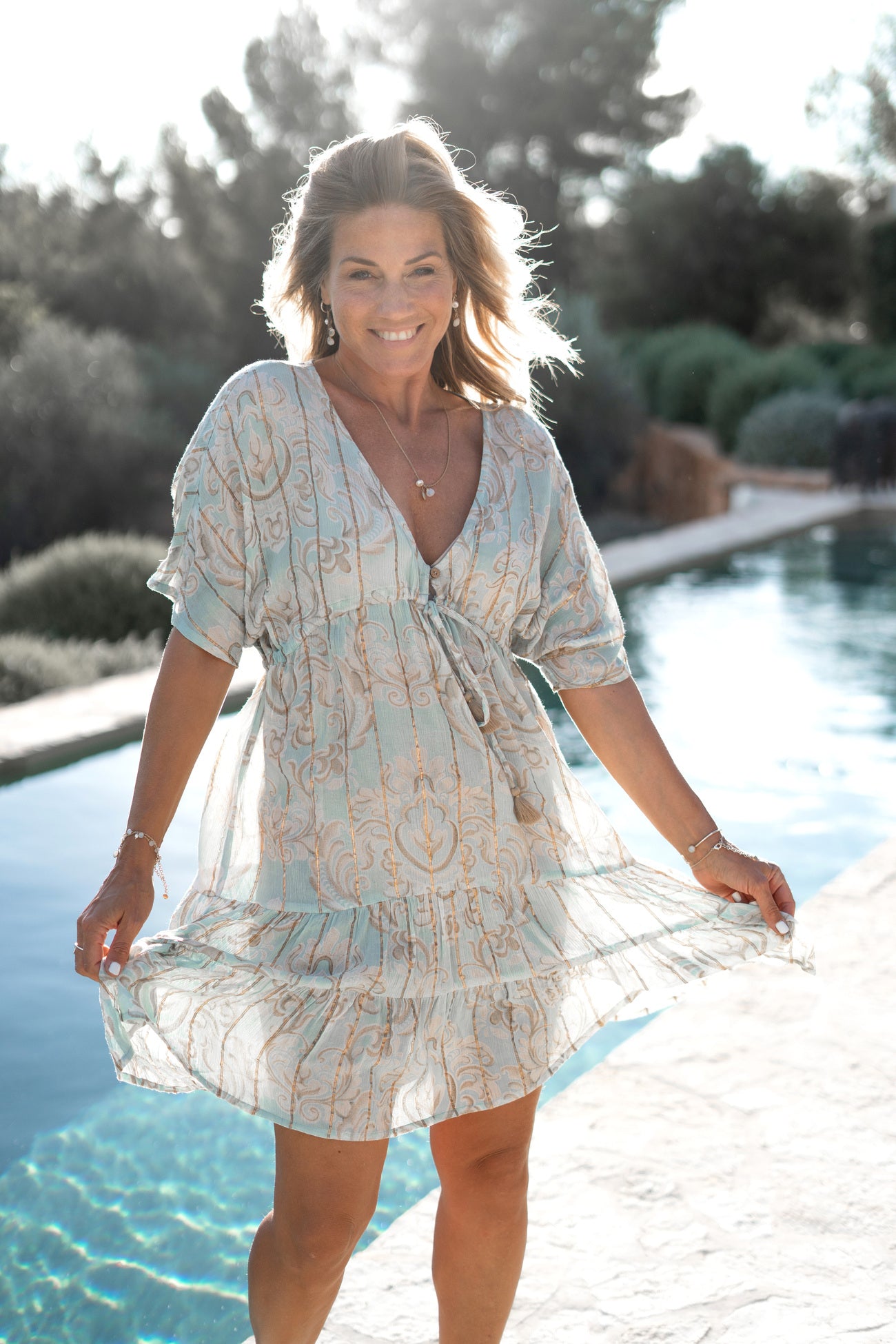 Bohemian jurk in pale blue van ibzmode, Brands of Ibiza