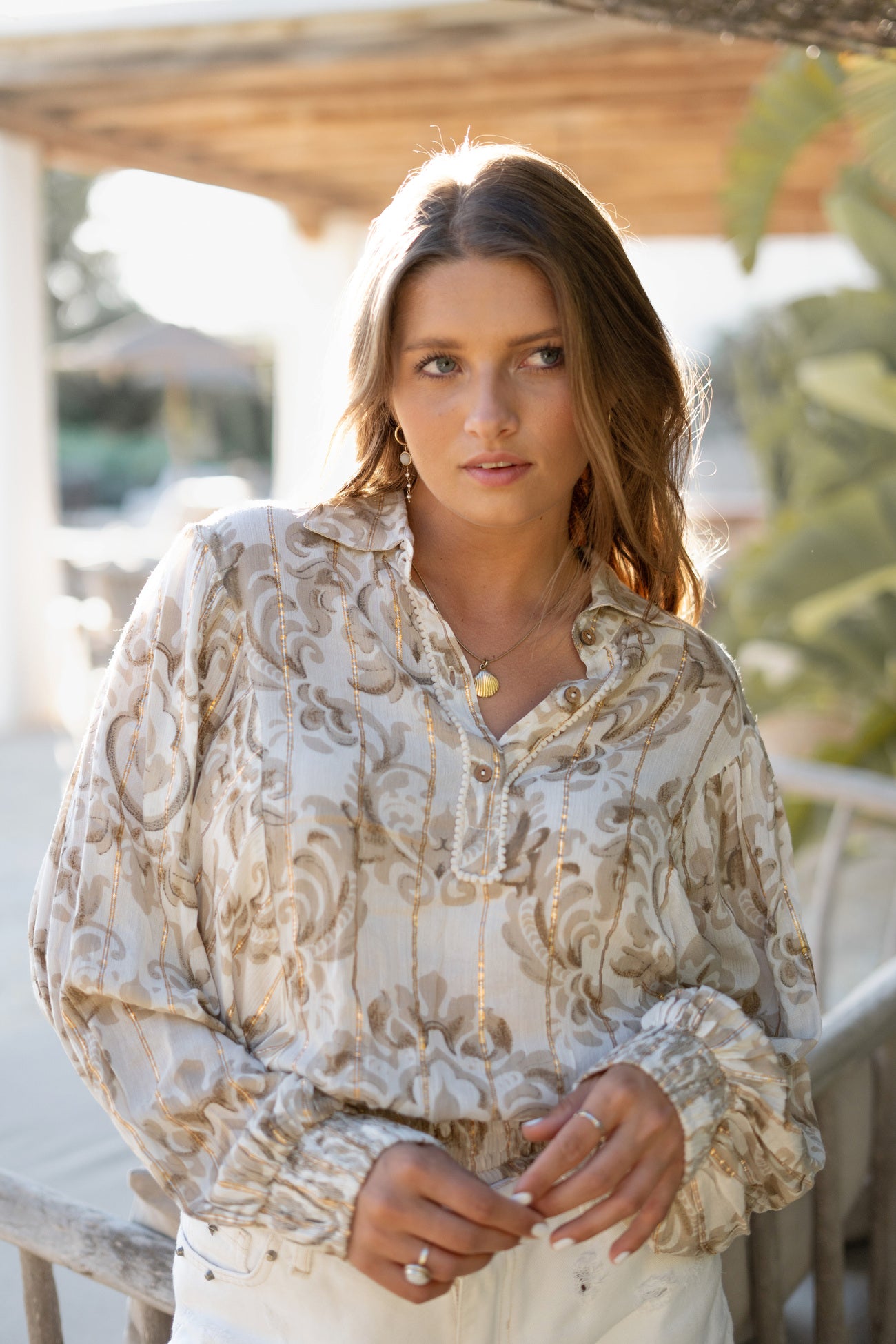 Bohemian blouse in white van ibzmode, Brands of Ibiza
