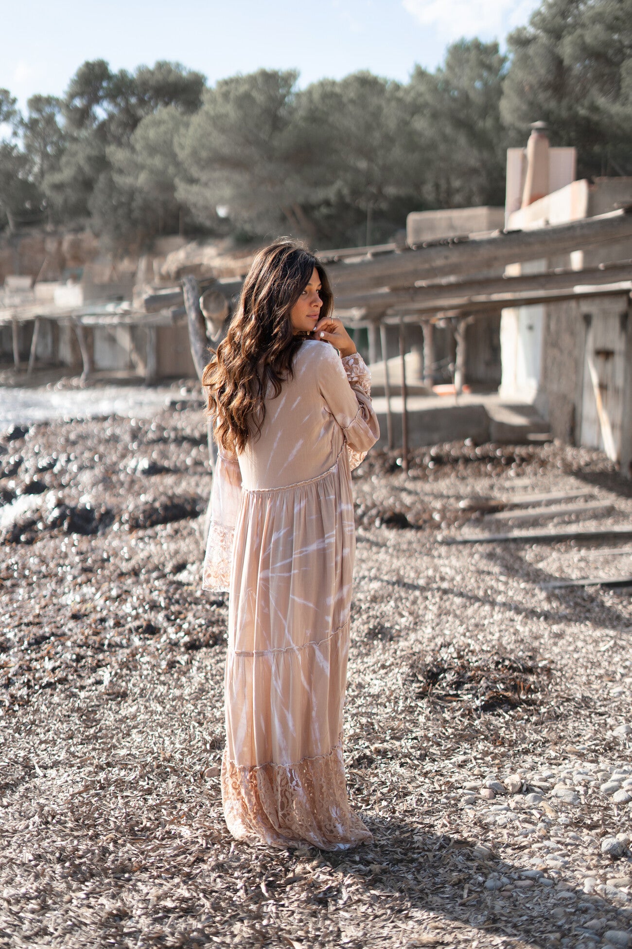 Bohemian jurk in taupe van ibzmode, Brands of Ibiza