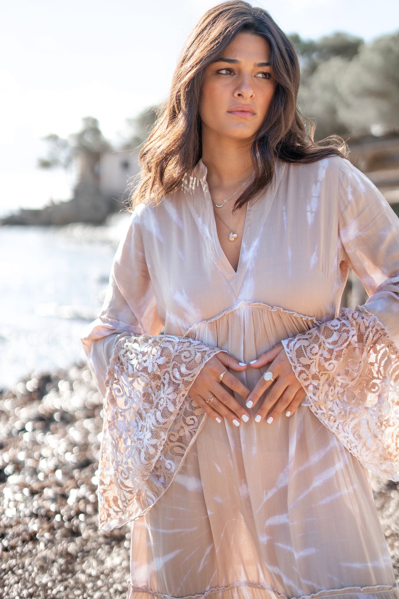 Bohemian jurk in taupe van ibzmode, Brands of Ibiza