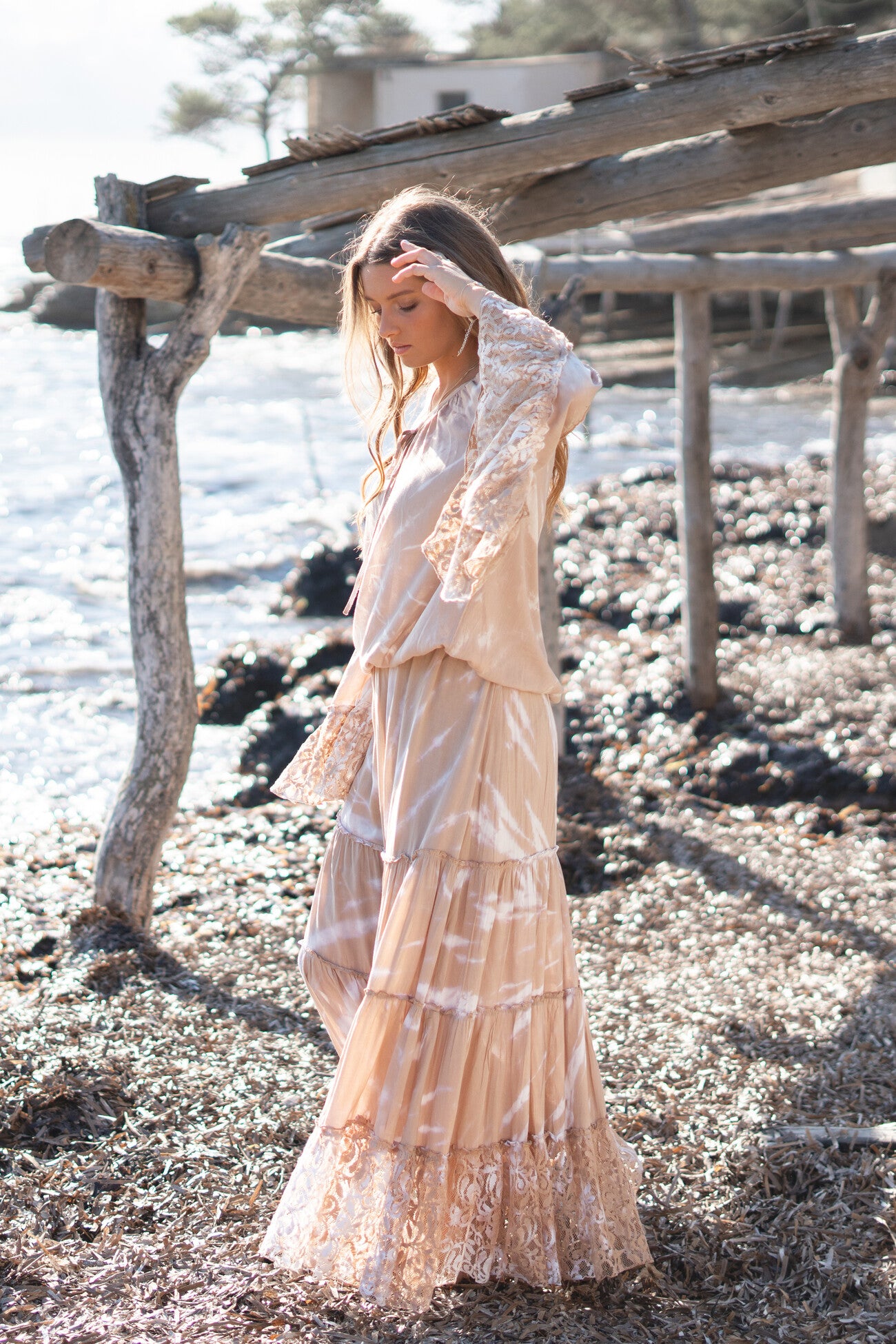 Bohemian rok in taupe van ibzmode, Brands of Ibiza