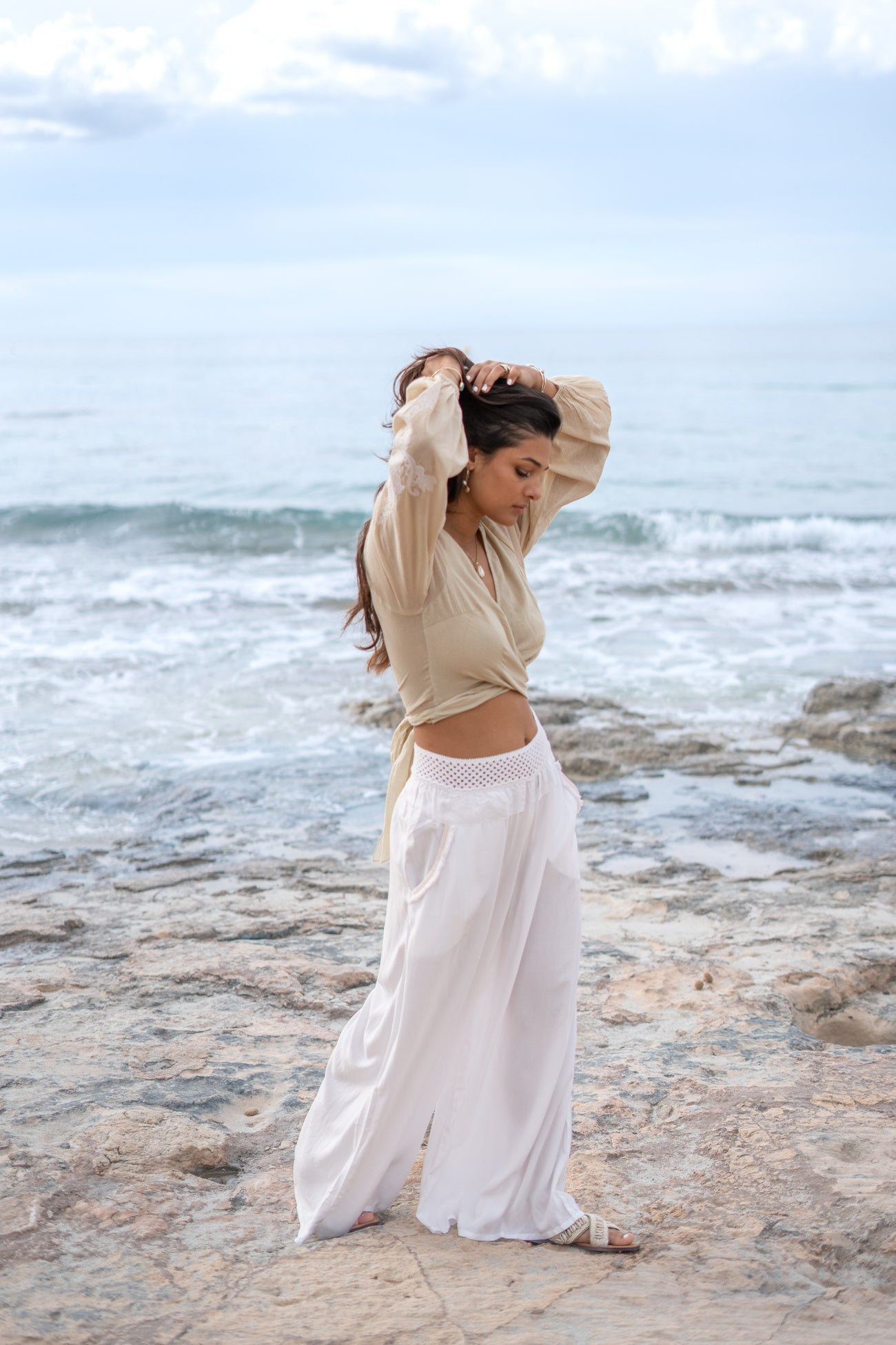 Bohemian top in sand van ibzmode, Brands of Ibiza