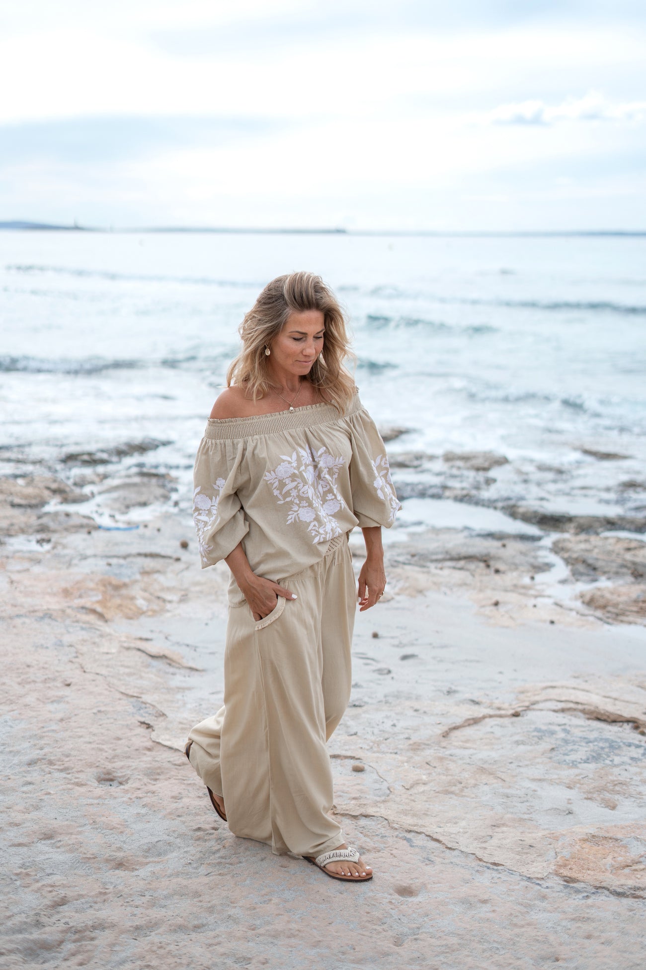 Bohemian blouse in sand van ibzmode, Brands of Ibiza