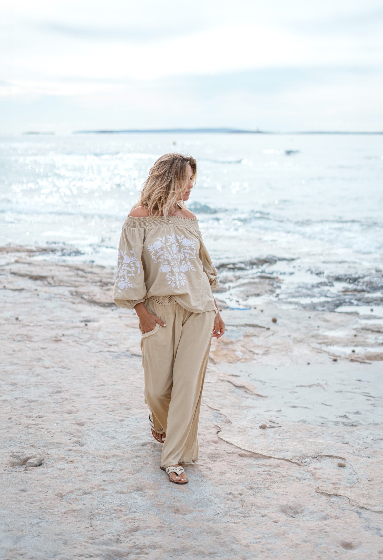 Bohemian blouse in sand van ibzmode, Brands of Ibiza