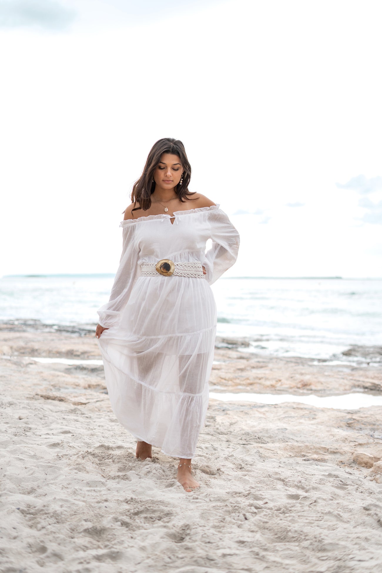 Bohemian jurk in white van ibzmode, Brands of Ibiza