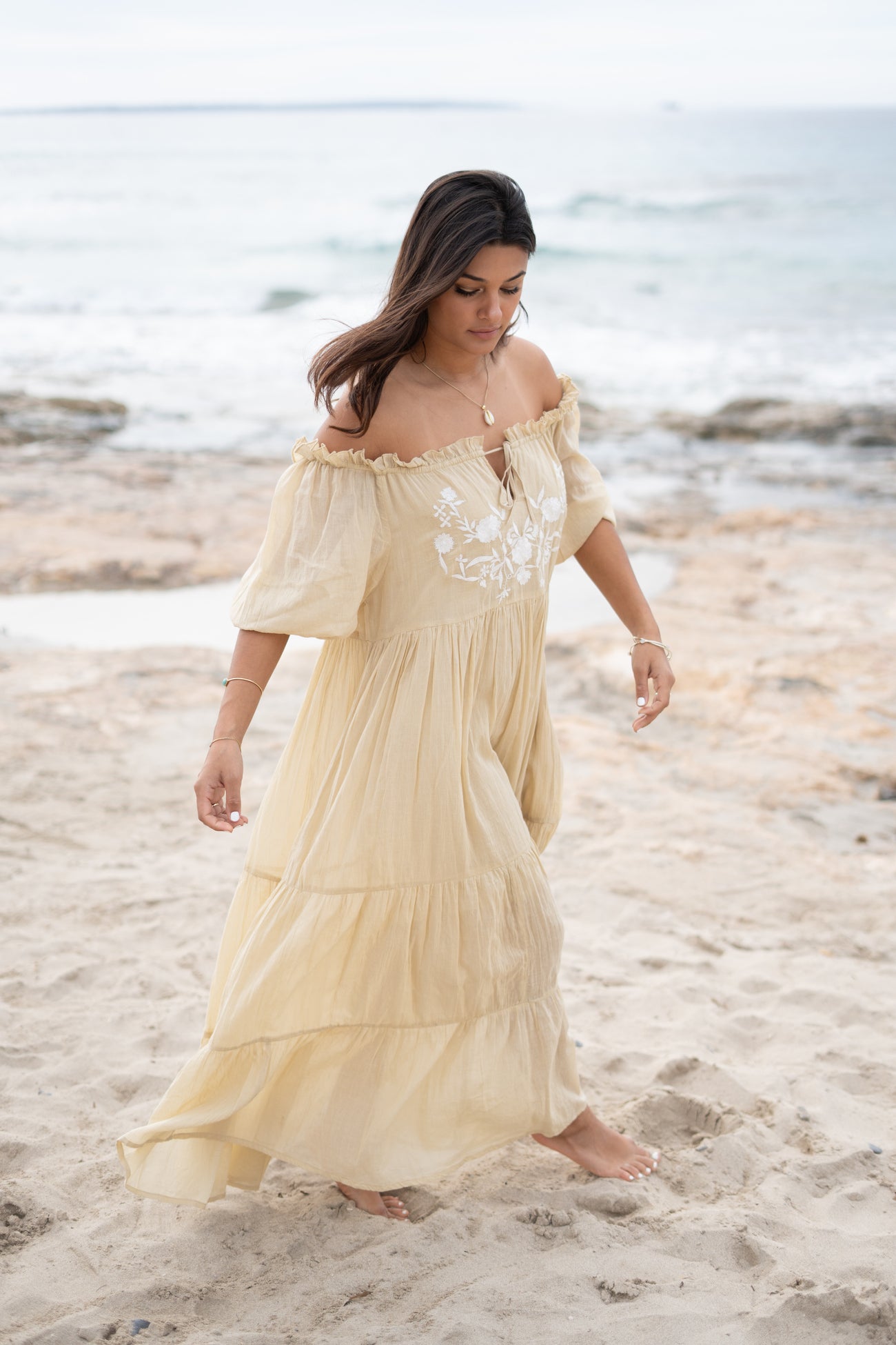 Bohemian jurk in sand van ibzmode, Brands of Ibiza