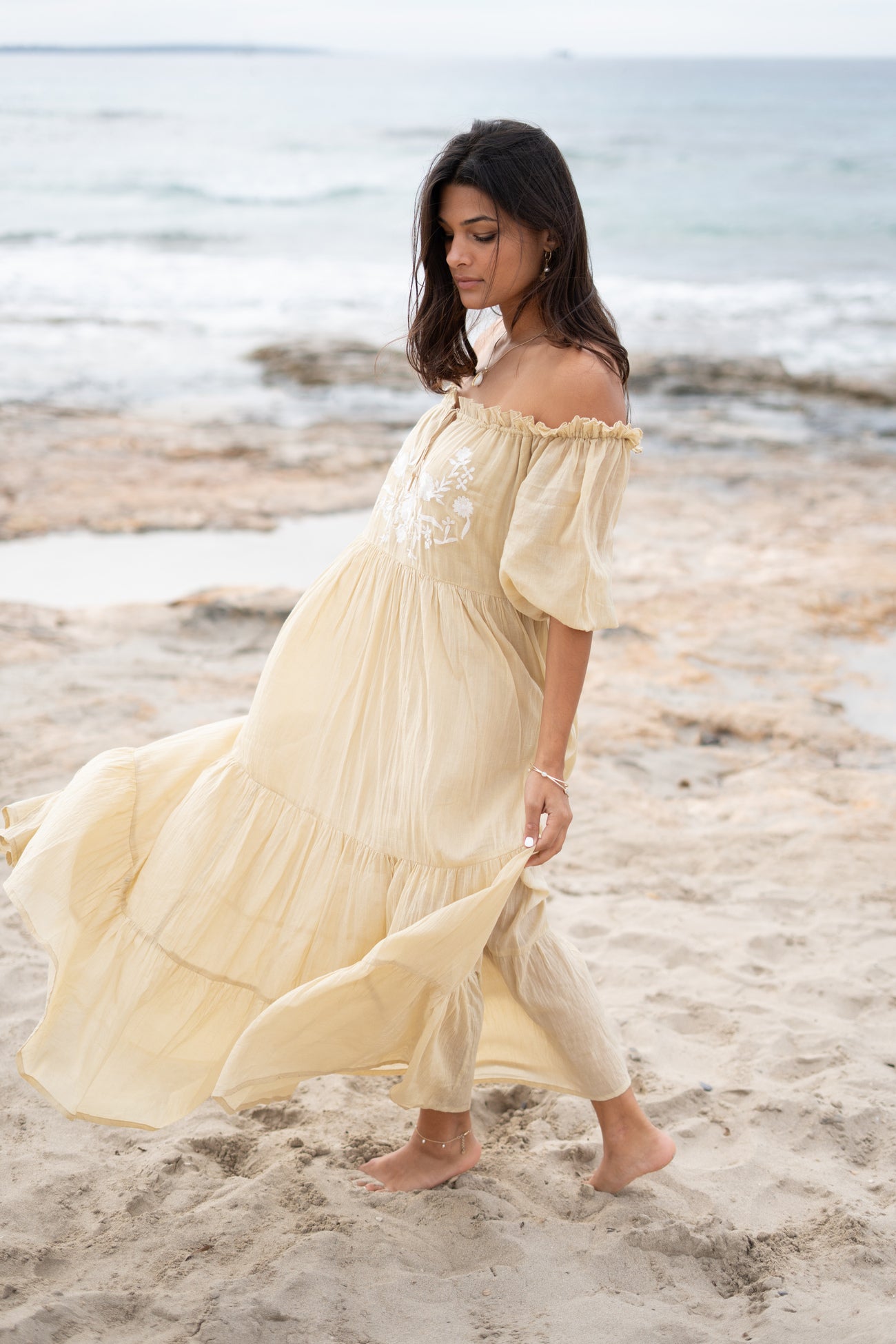 Bohemian jurk in sand van ibzmode, Brands of Ibiza