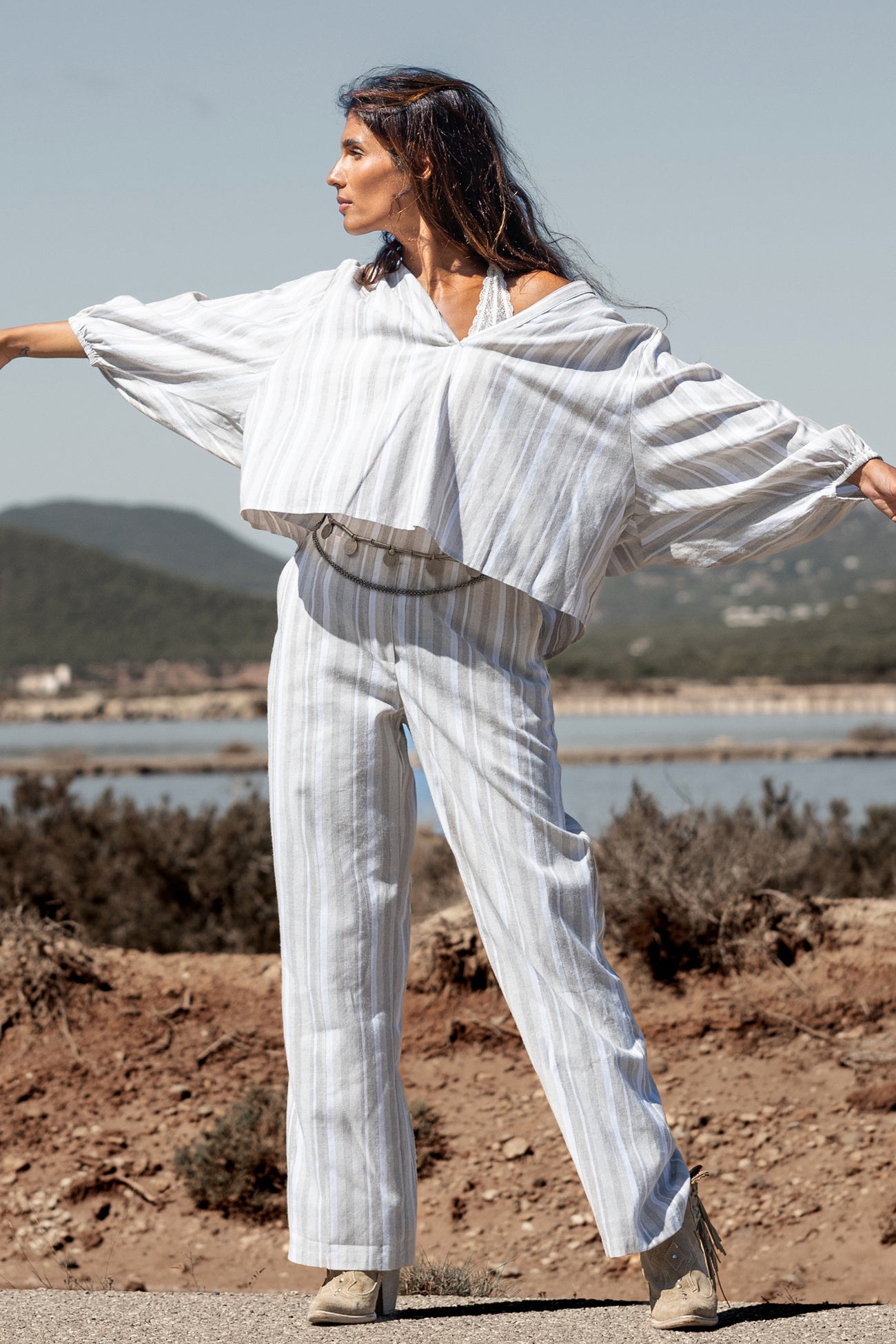Bohemian blouse in stripe van MOOST Wanted, Brands of Ibiza