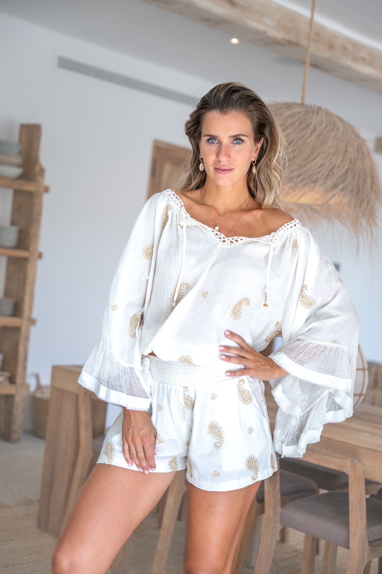 Bohemian pants in ivory from ibzmode, Brands of Ibiza