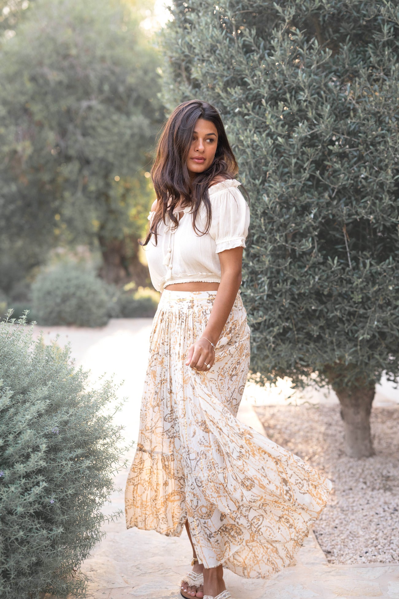 Bohemian top in ivory van ibzmode, Brands of Ibiza
