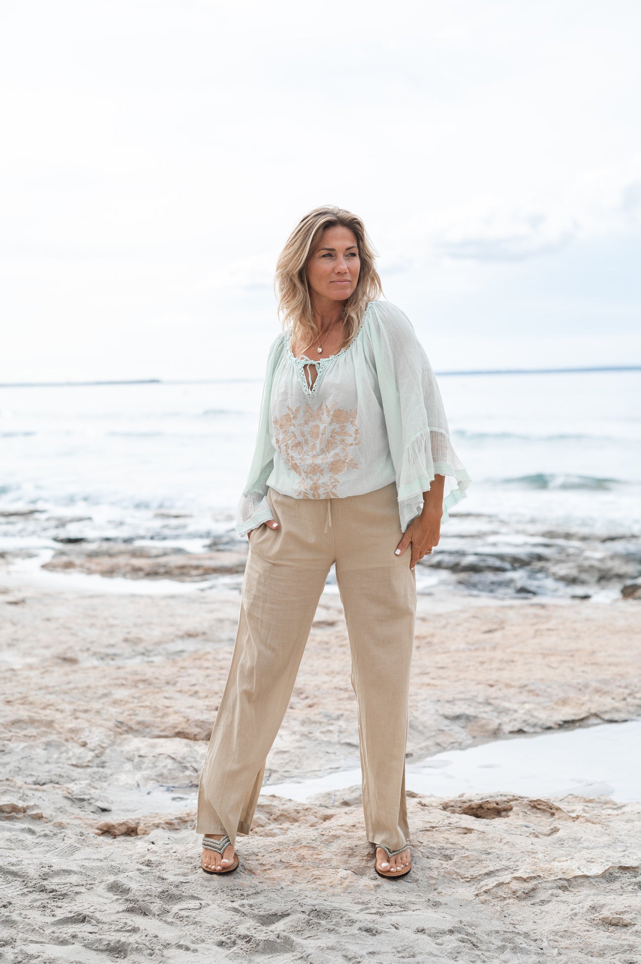 Bohemian blouse in mint van ibzmode, Brands of Ibiza