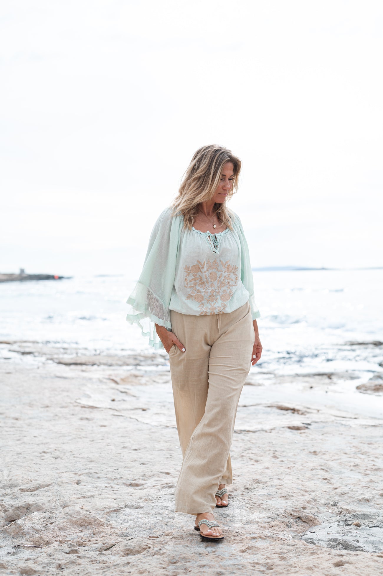 Bohemian blouse in mint van ibzmode, Brands of Ibiza