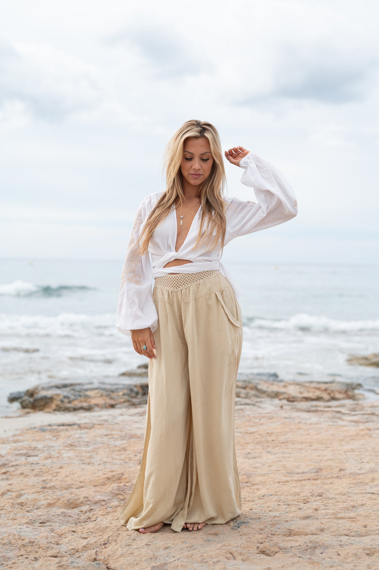 Bohemian top in white van ibzmode, Brands of Ibiza