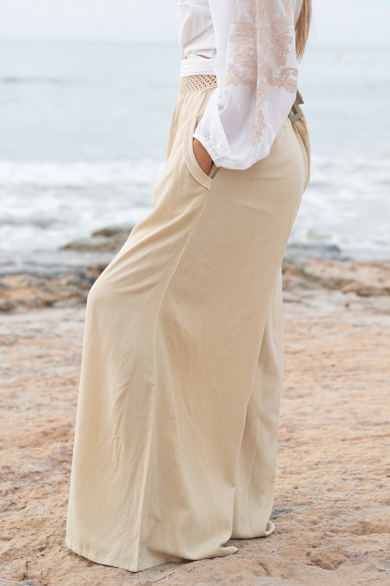 Bohemian broek in sand van ibzmode, Brands of Ibiza