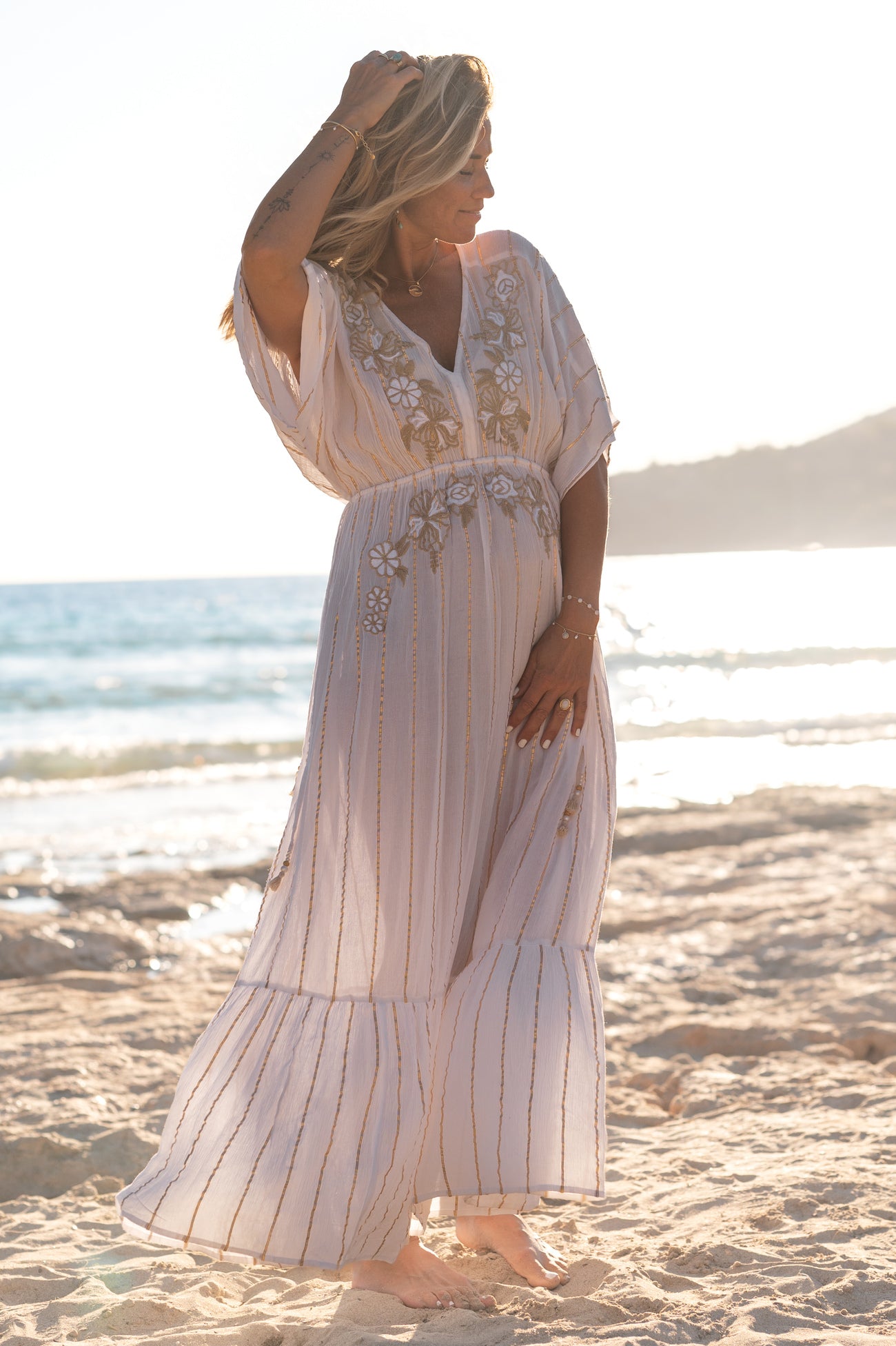 Bohemian jurk in white van ibzmode, Brands of Ibiza