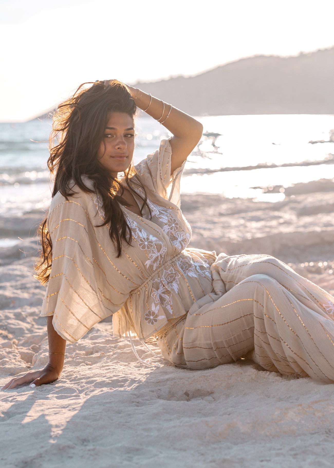 Bohemian top in sand van ibzmode, Brands of Ibiza