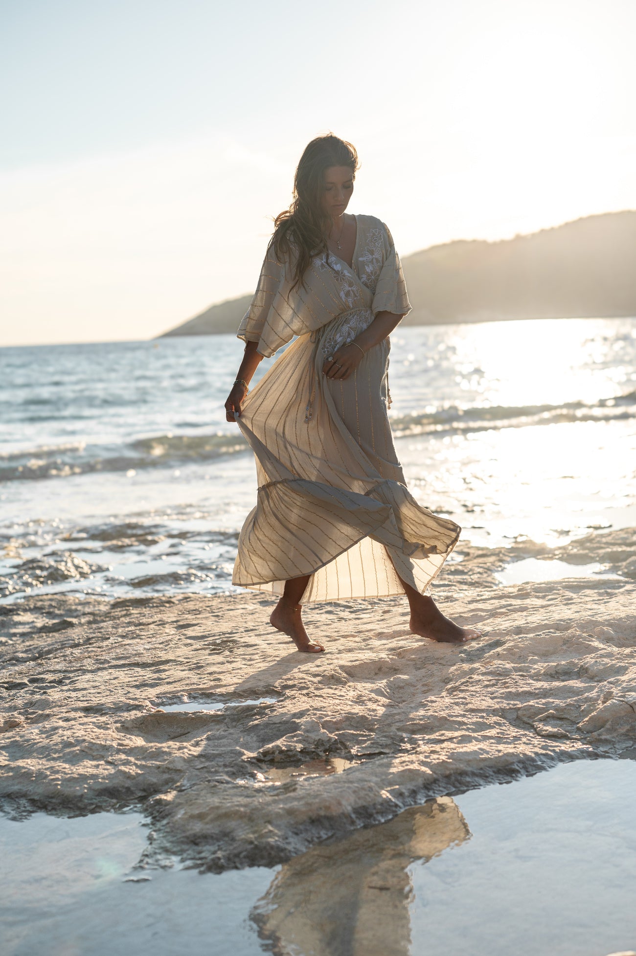 Bohemian jurk in sand van ibzmode, Brands of Ibiza