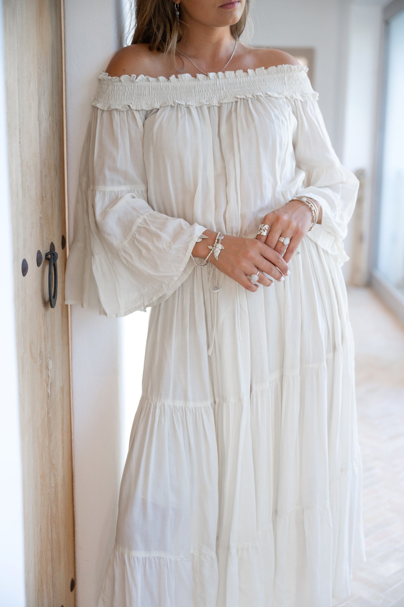 Bohemian jurk in ecru van ibzmode, Brands of Ibiza