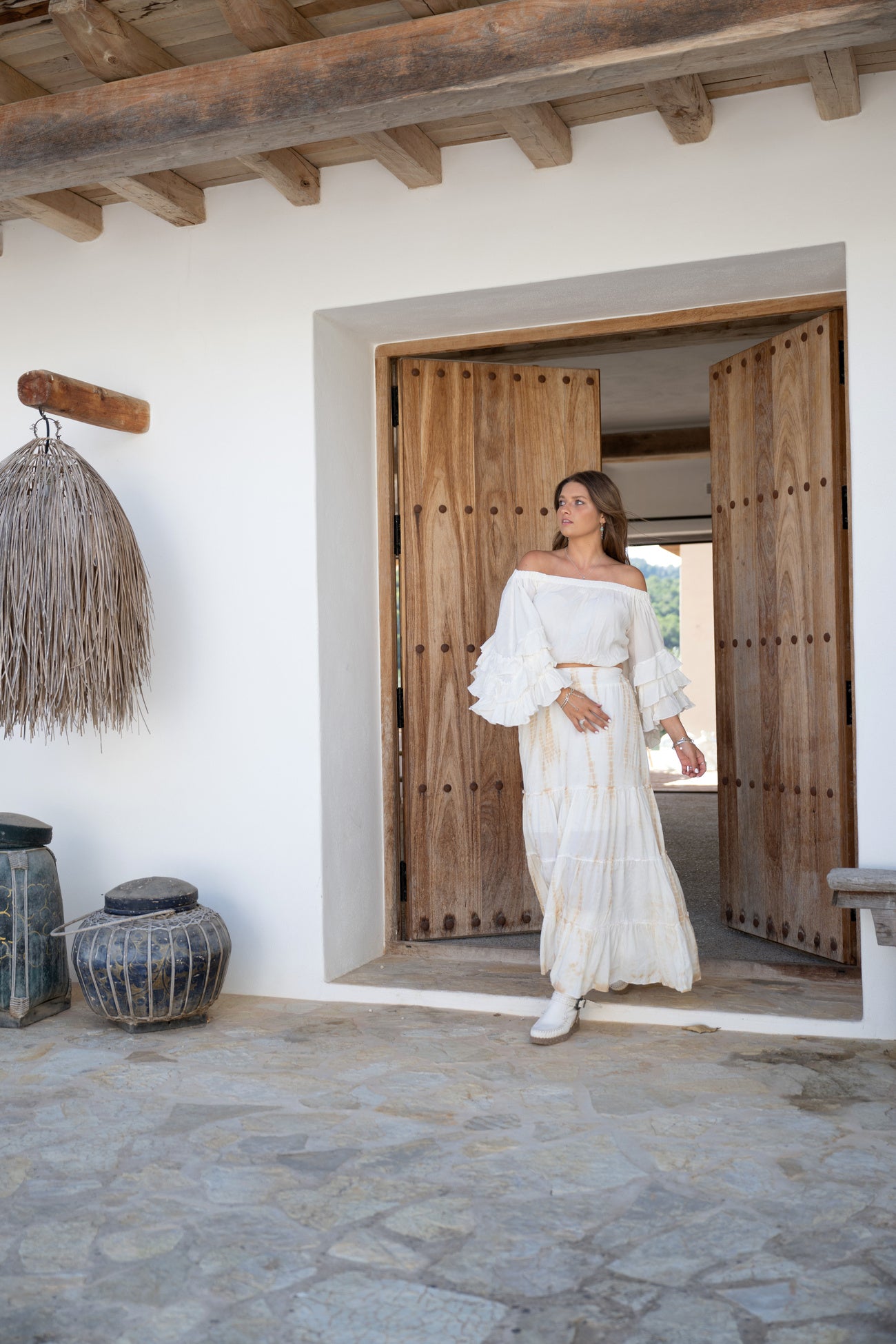 Bohemian top in ecru van ibzmode, Brands of Ibiza