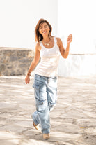 Isla Ibiza white singlet Luz women basic fit