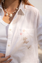 Isla Ibiza white embroidered blouse Sombra with delicate details