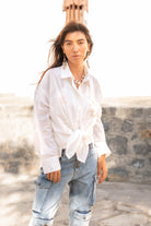 Isla Ibiza white embroidered blouse Sombra with delicate details