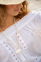 Isla Ibiza white lace blouse Luna with romantic details