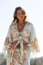 Ibizamode Wrap Top Marcia Isalea Mint floral wrap blouse