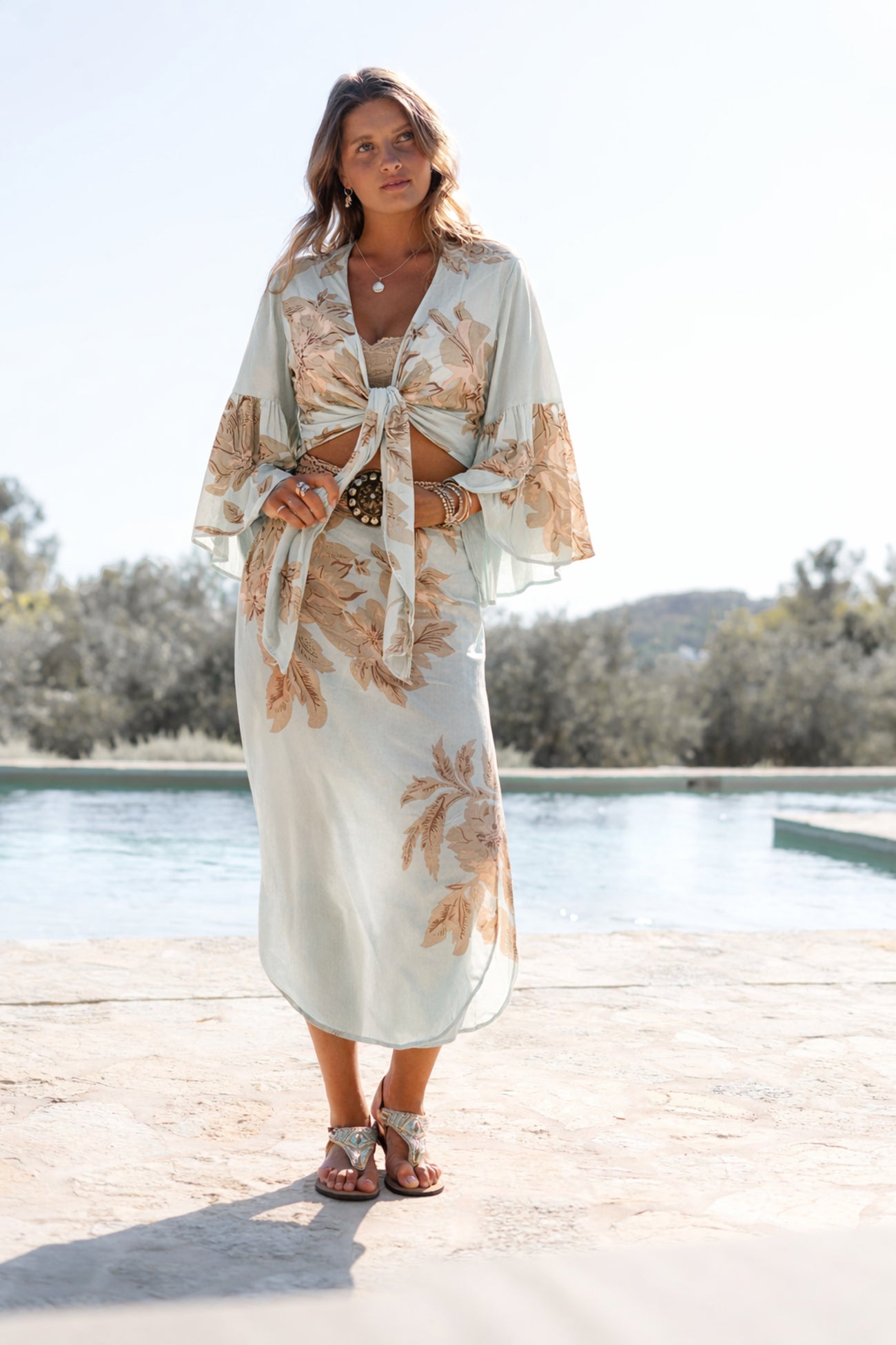 Ibizamode Wrap Top Marcia Isalea Mint floral wrap blouse