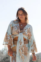 Ibizamode Wrap Top Marcia Isalea Mint floral wrap blouse