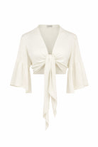 Ibizamode Wrap Top Marcia Ivory plain wrap blouse